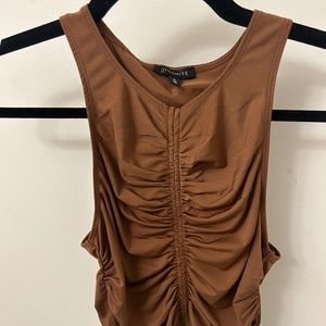 Brown sleeveless ruched top